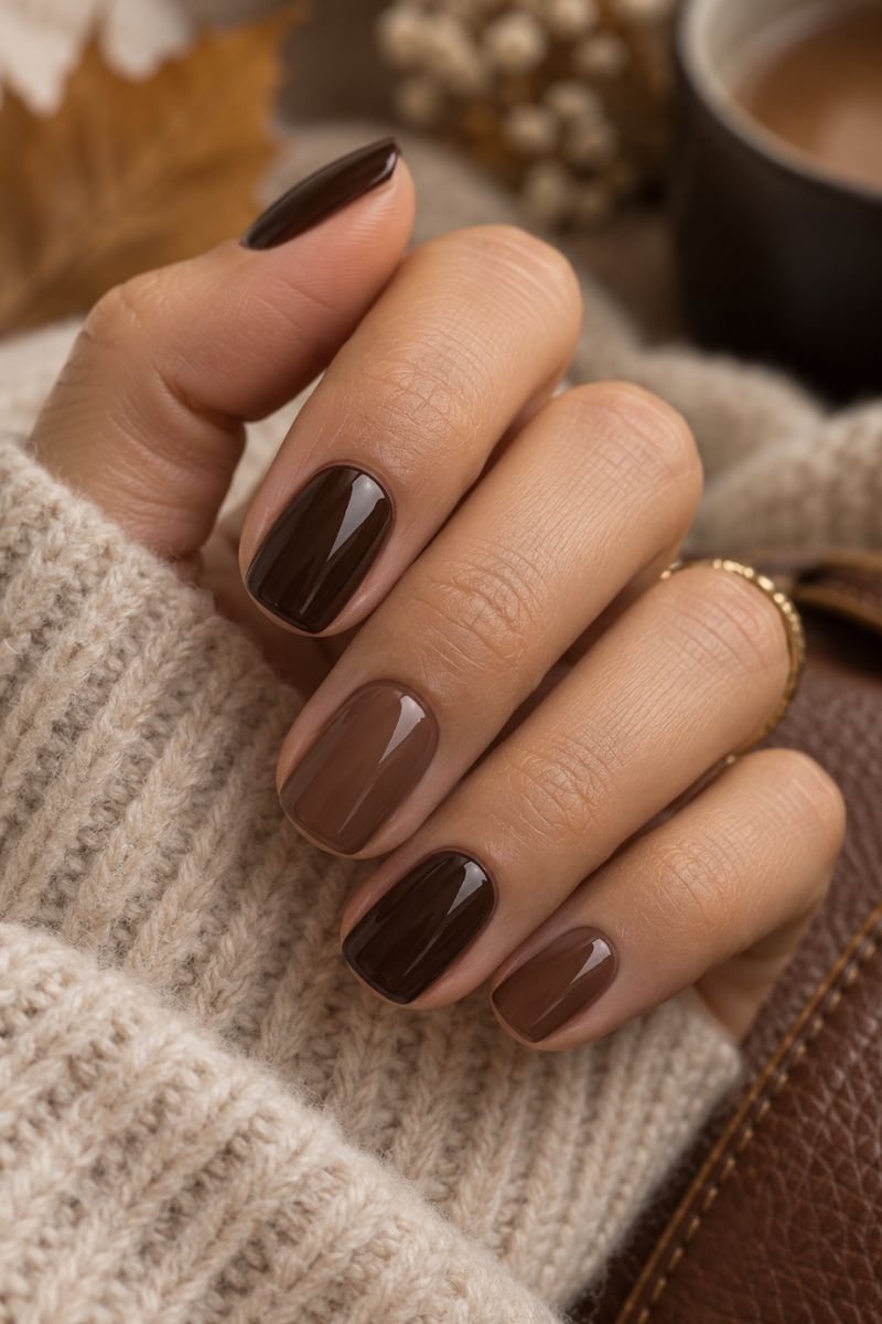 chocolate brown espresso fall nail idea