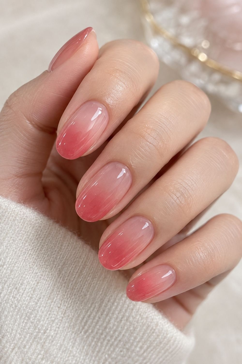 clear to color ombre jelly nail art