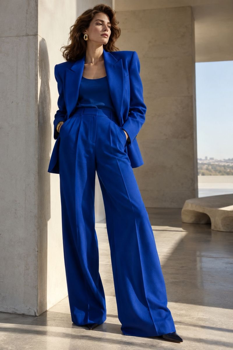 cobalt blue suiting glamoratti outfit idea