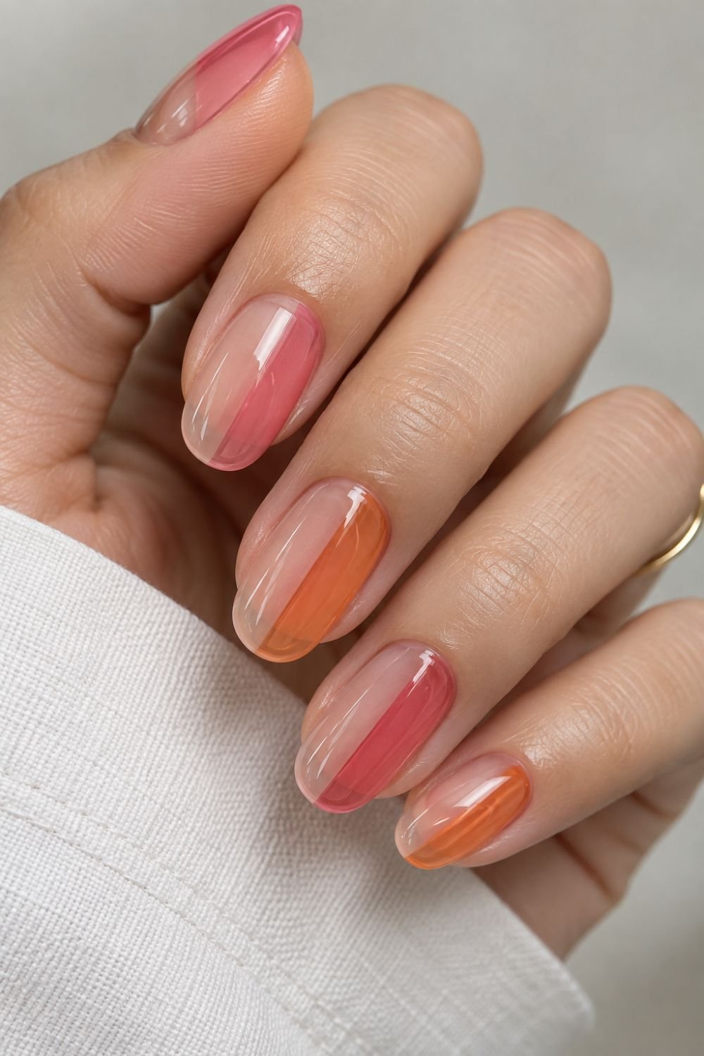 olor blocked jelly nail art design]