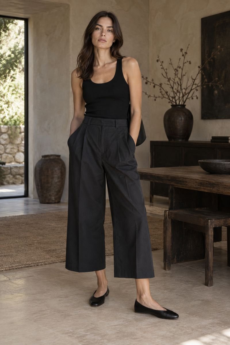 cropped wide leg trousers zen goth outfit idea