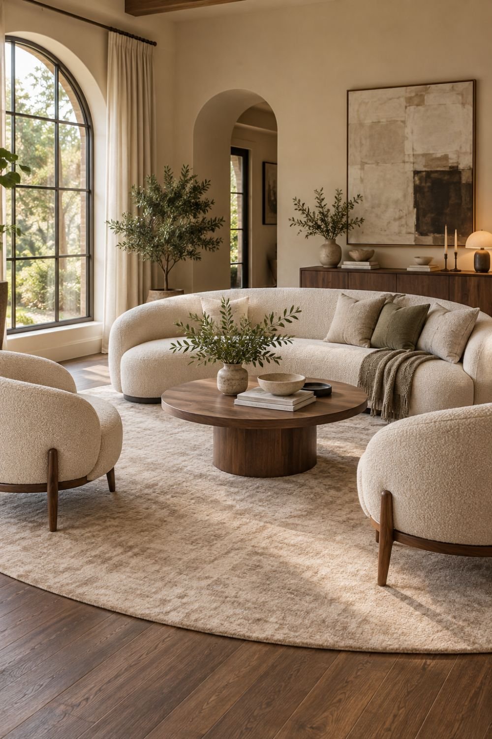curved chairs curved sofa living room idea