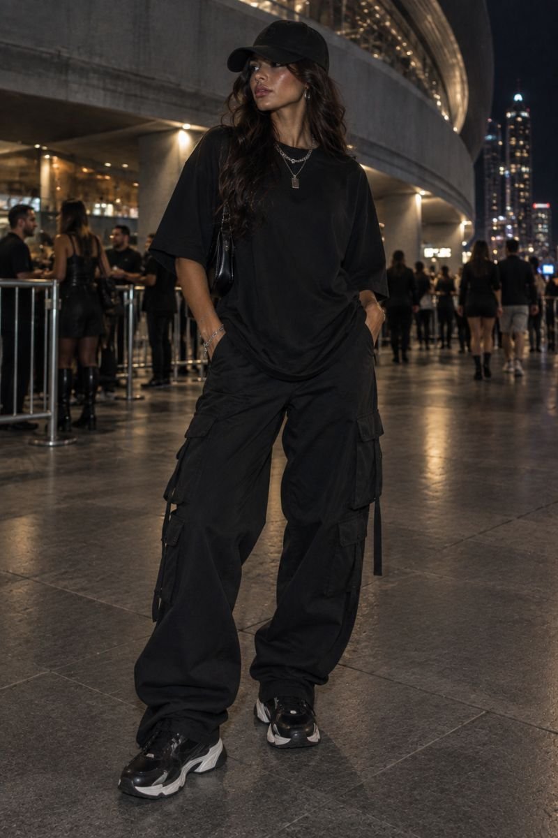 elevated streetwear usher concert outfit idea