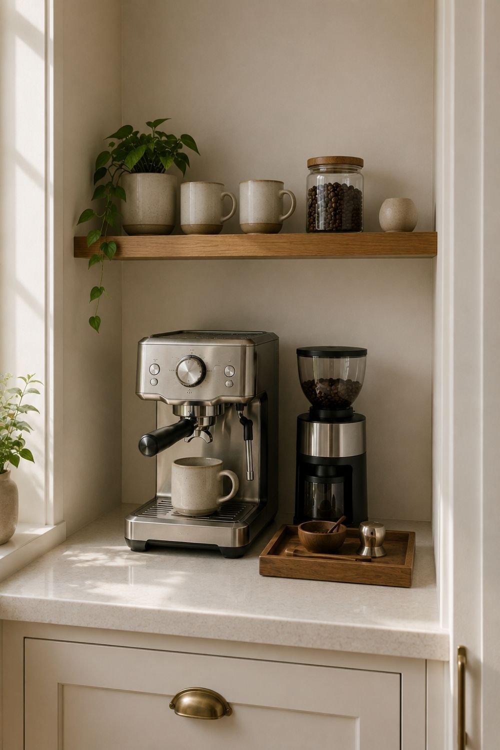  floating shelf coffee bar styling idea