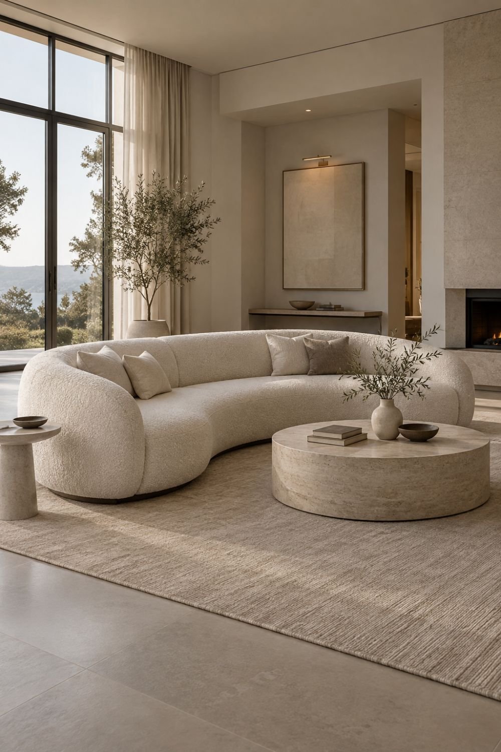 focal point curved sofa living room idea