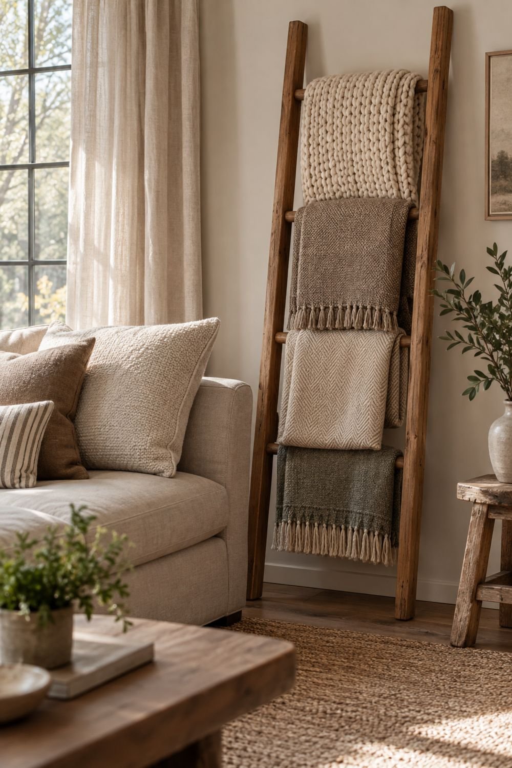 folded textiles sunday reset routine decor idea