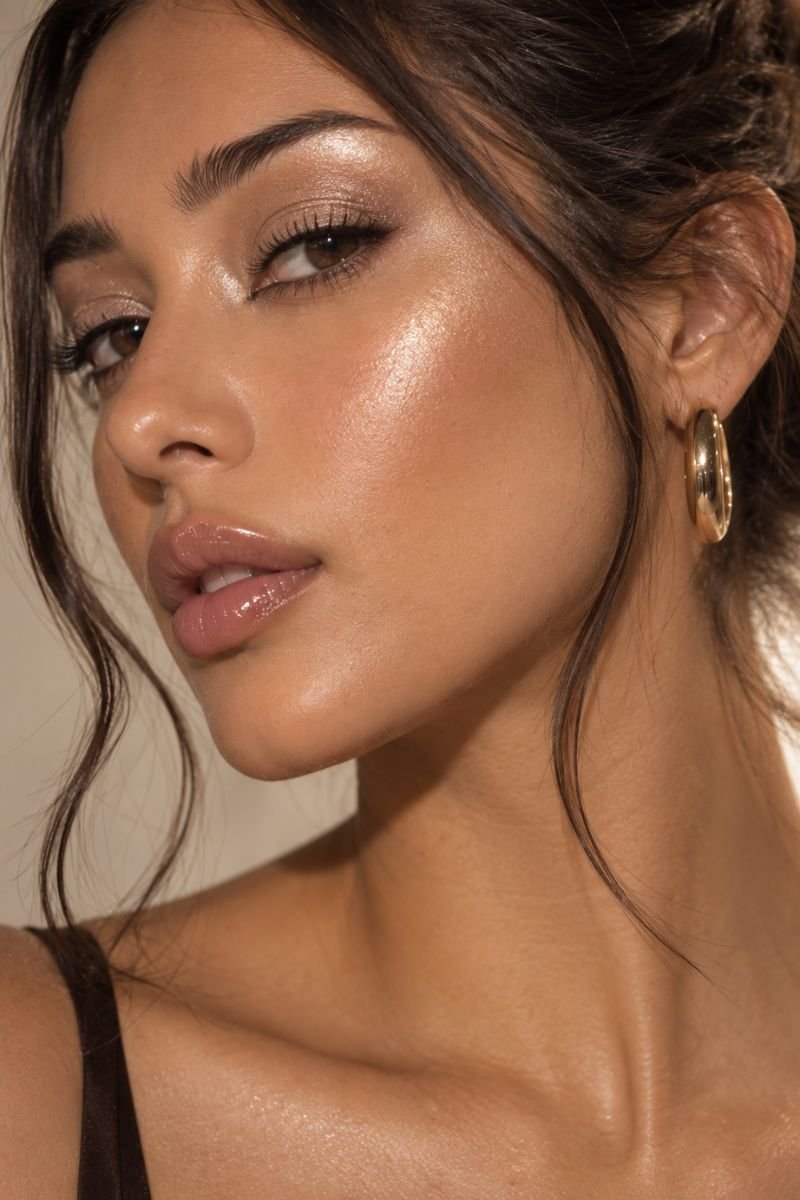 frosted champagne highlighter makeup idea