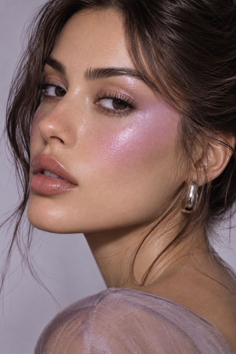 frosted lilac blush makeup idea