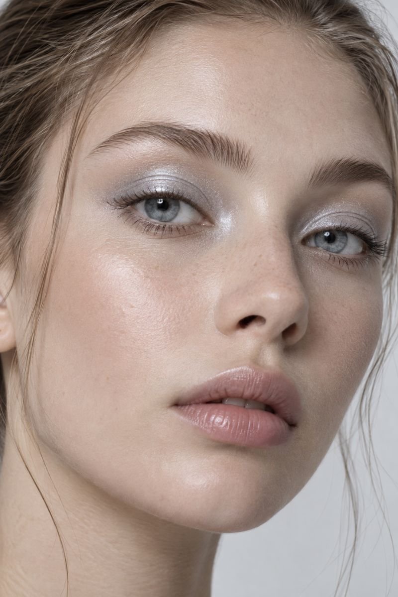 frosted silver eyeshadow makeup idea