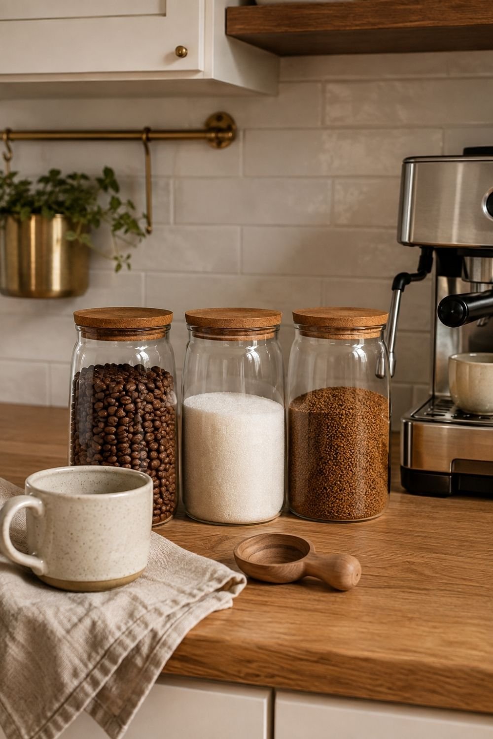 glass jars coffee bar styling idea