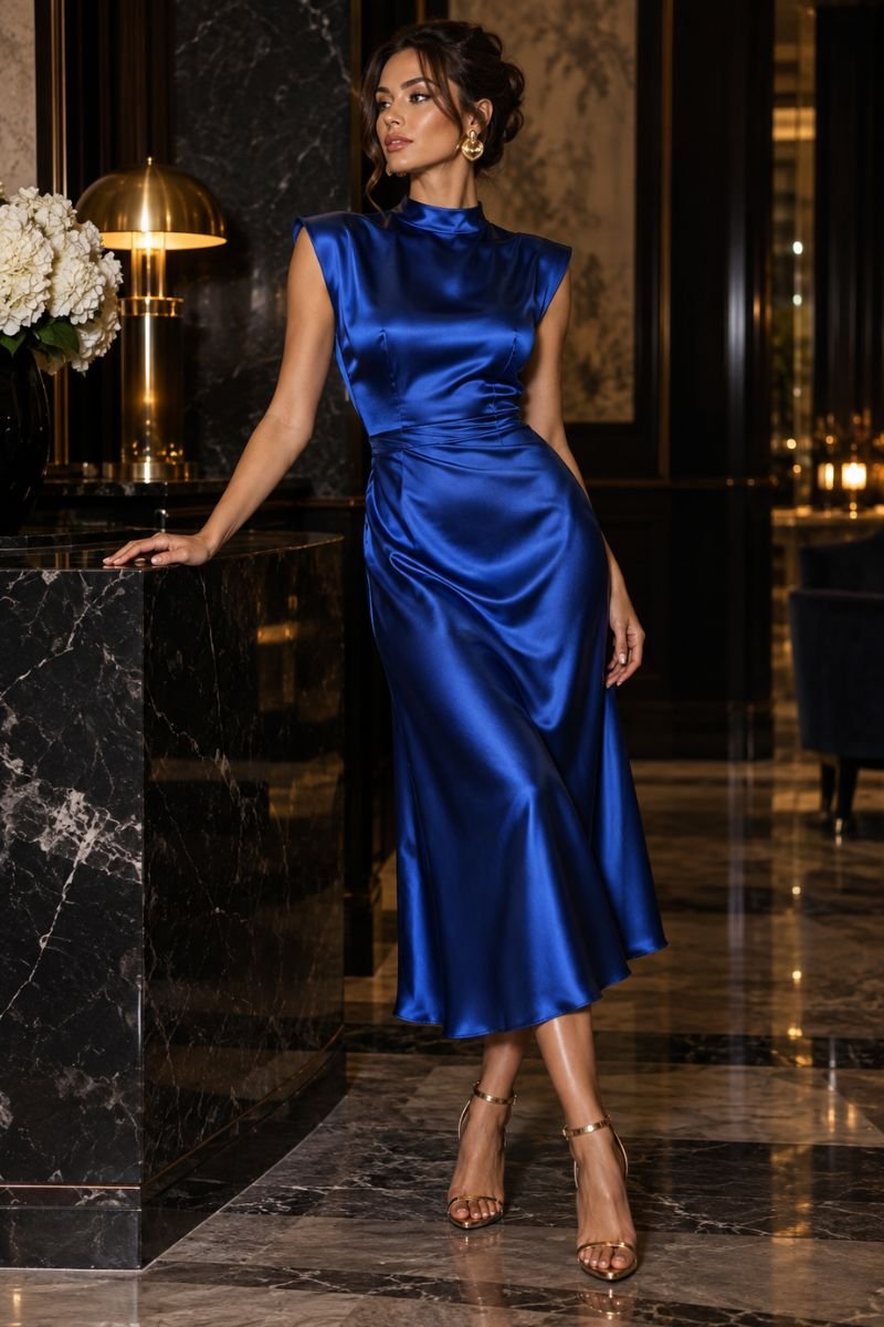 glossy satin dress glamoratti outfit idea