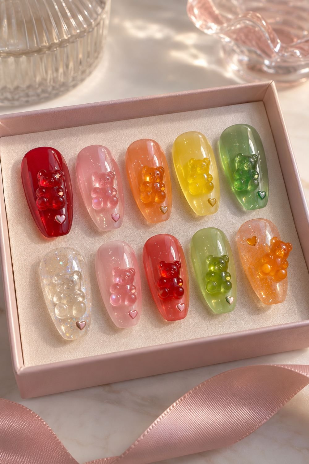 gummy bear press on nail set