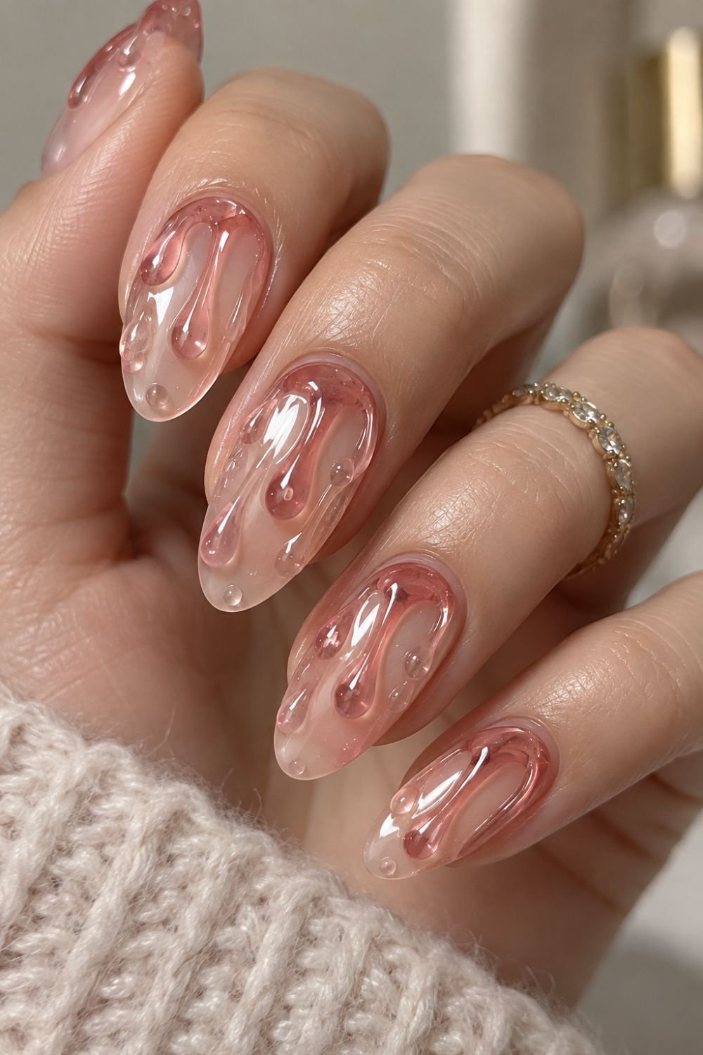 gummy drip nail art gel design