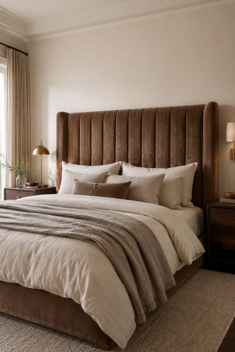 headboard mocha mousse bedroom idea