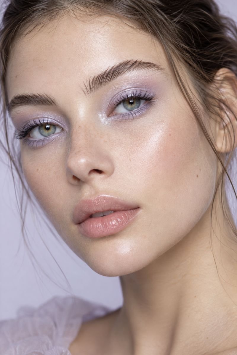 icy lilac frosted eyeshadow makeup idea