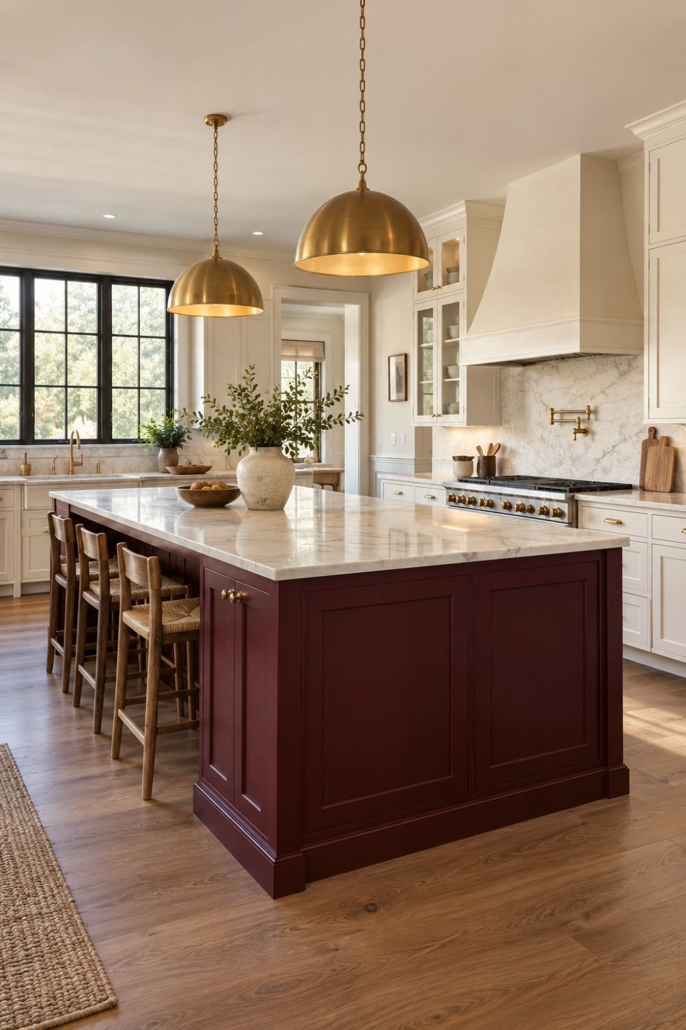 island accent oxblood kitchen idea