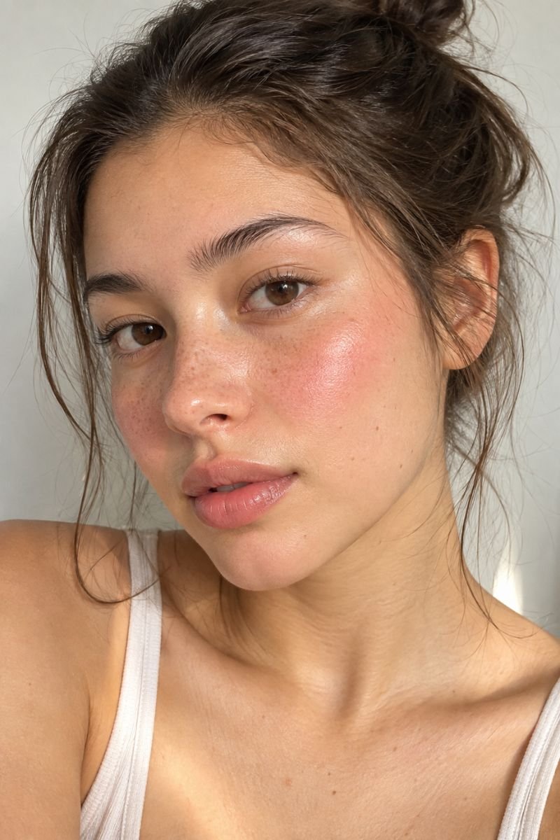 jelly blush over bare skin idea