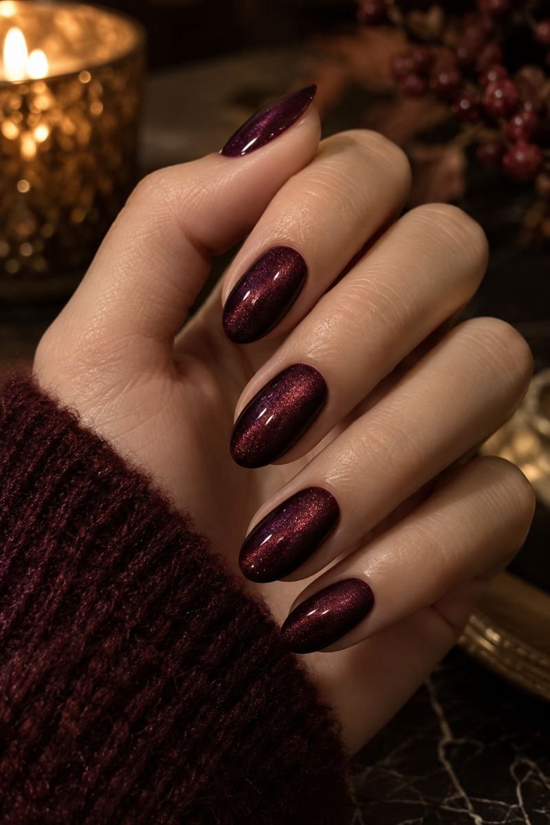 magnetic velvet fall nail idea