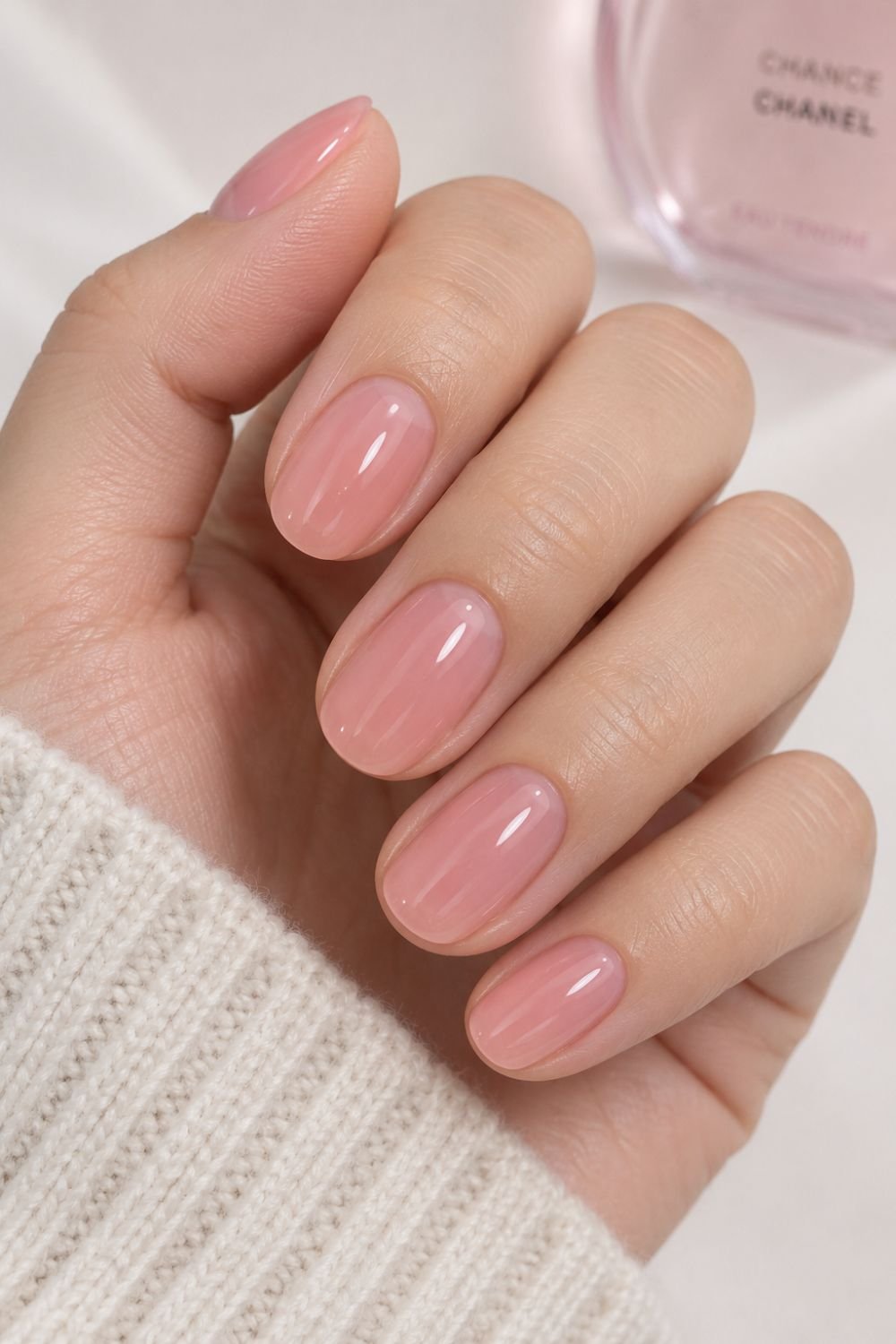 minimalist pastel jelly nail idea