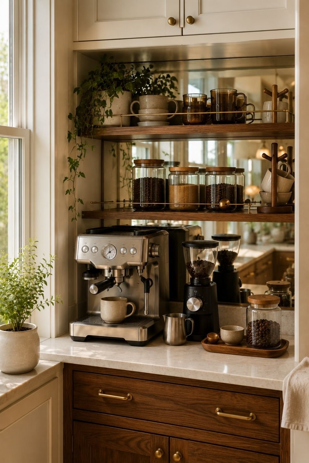  mirror coffee bar styling idea