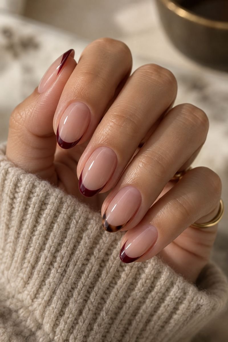modern french tip fall nail idea