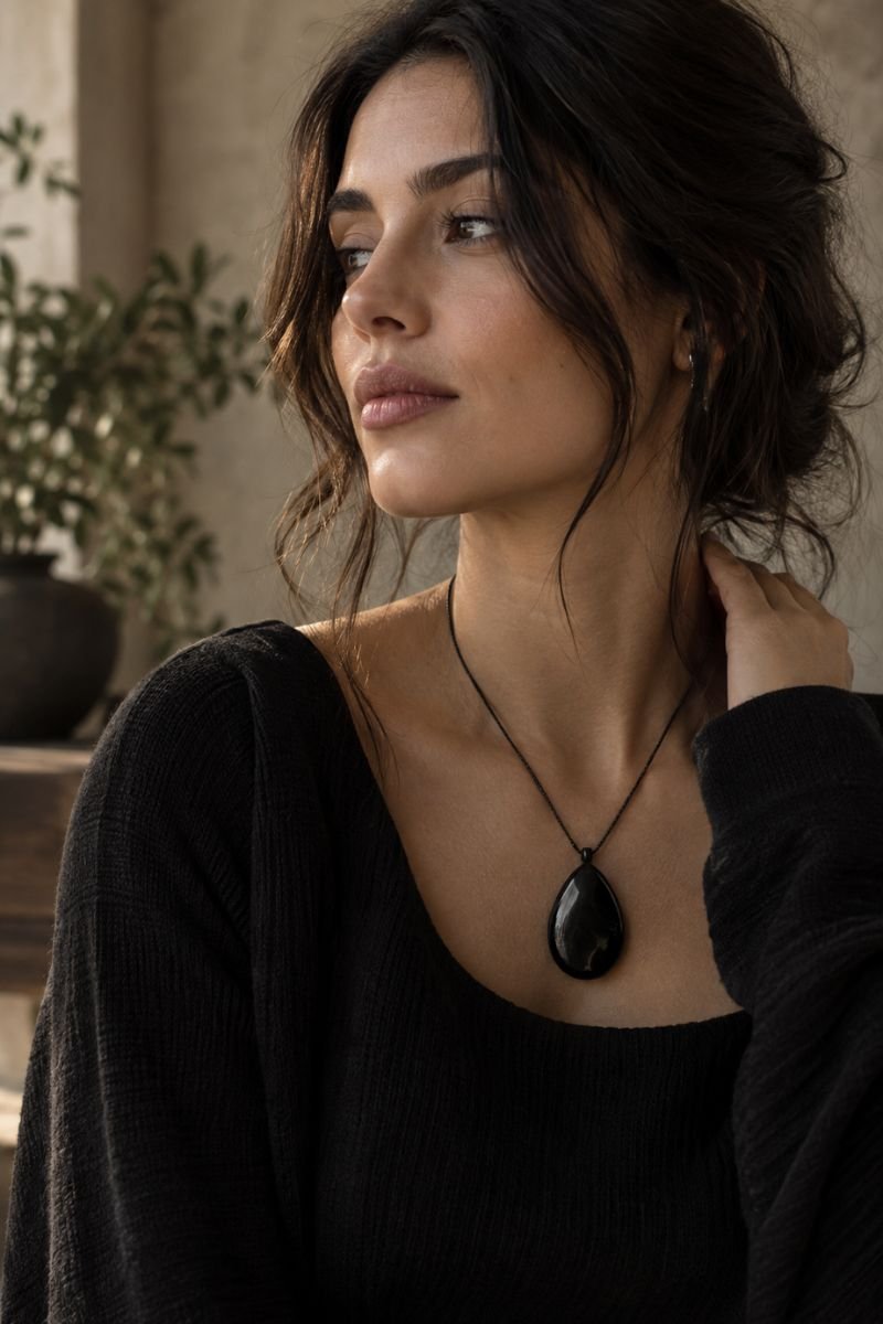natural stone jewelry zen goth outfit idea