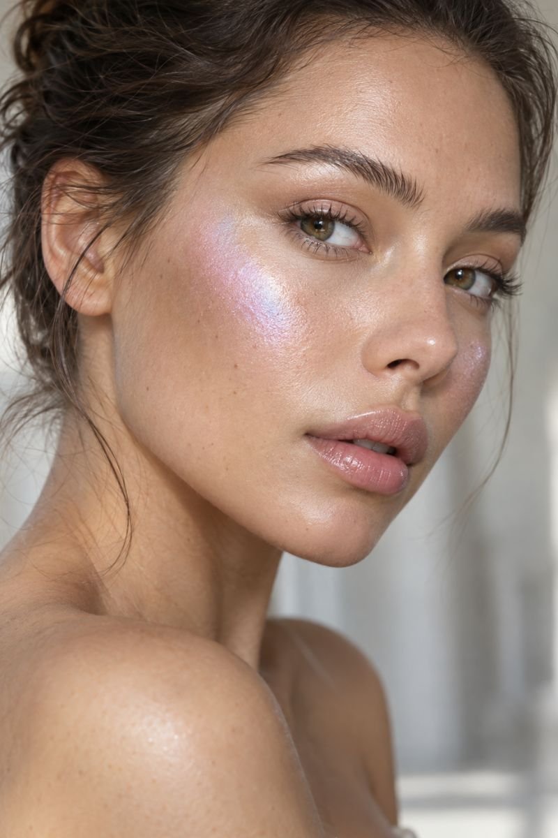 opalescent frosted highlighter makeup idea
