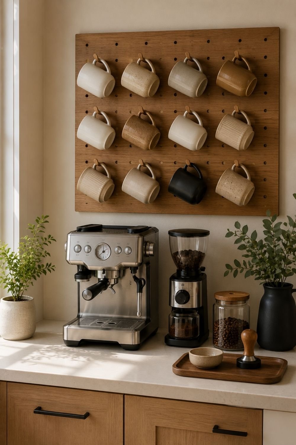 pegboard coffee bar styling idea