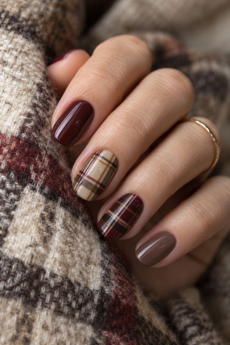 plaid tartan fall nail idea