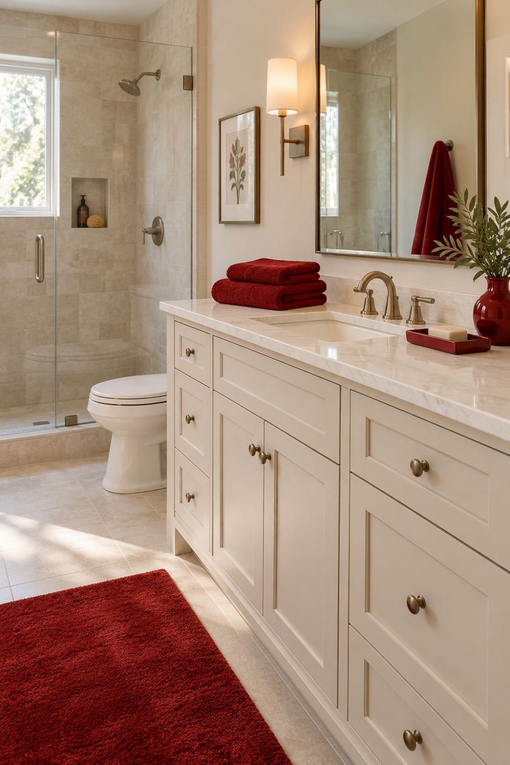 red accessories red bathroom decor idea