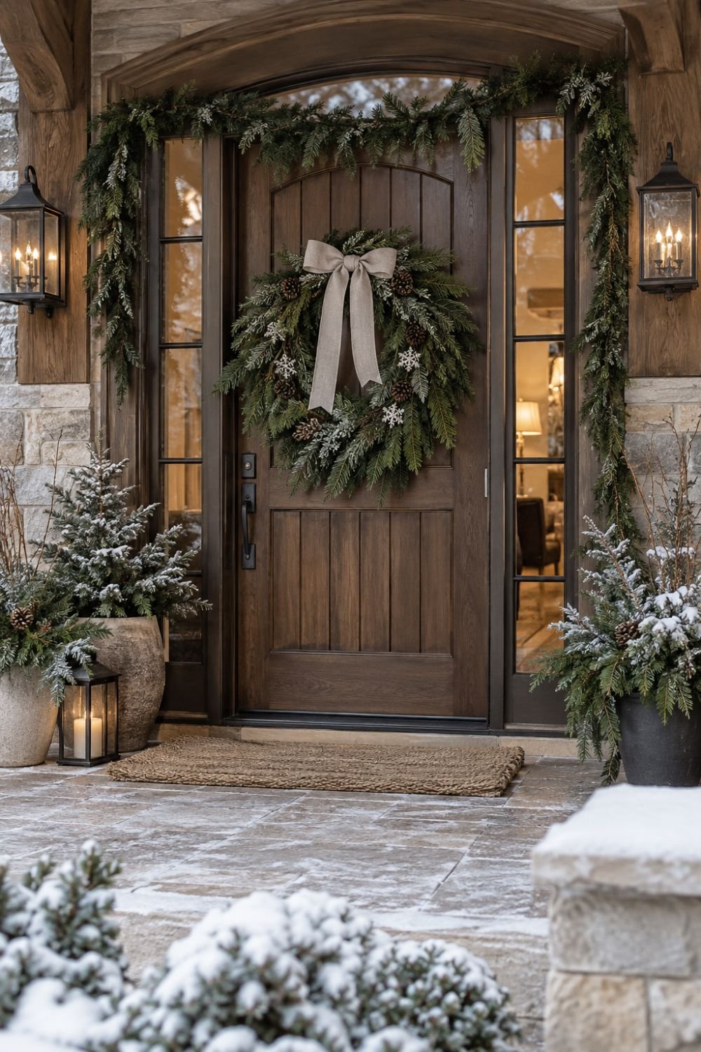 ribbon swap winter front porch idea