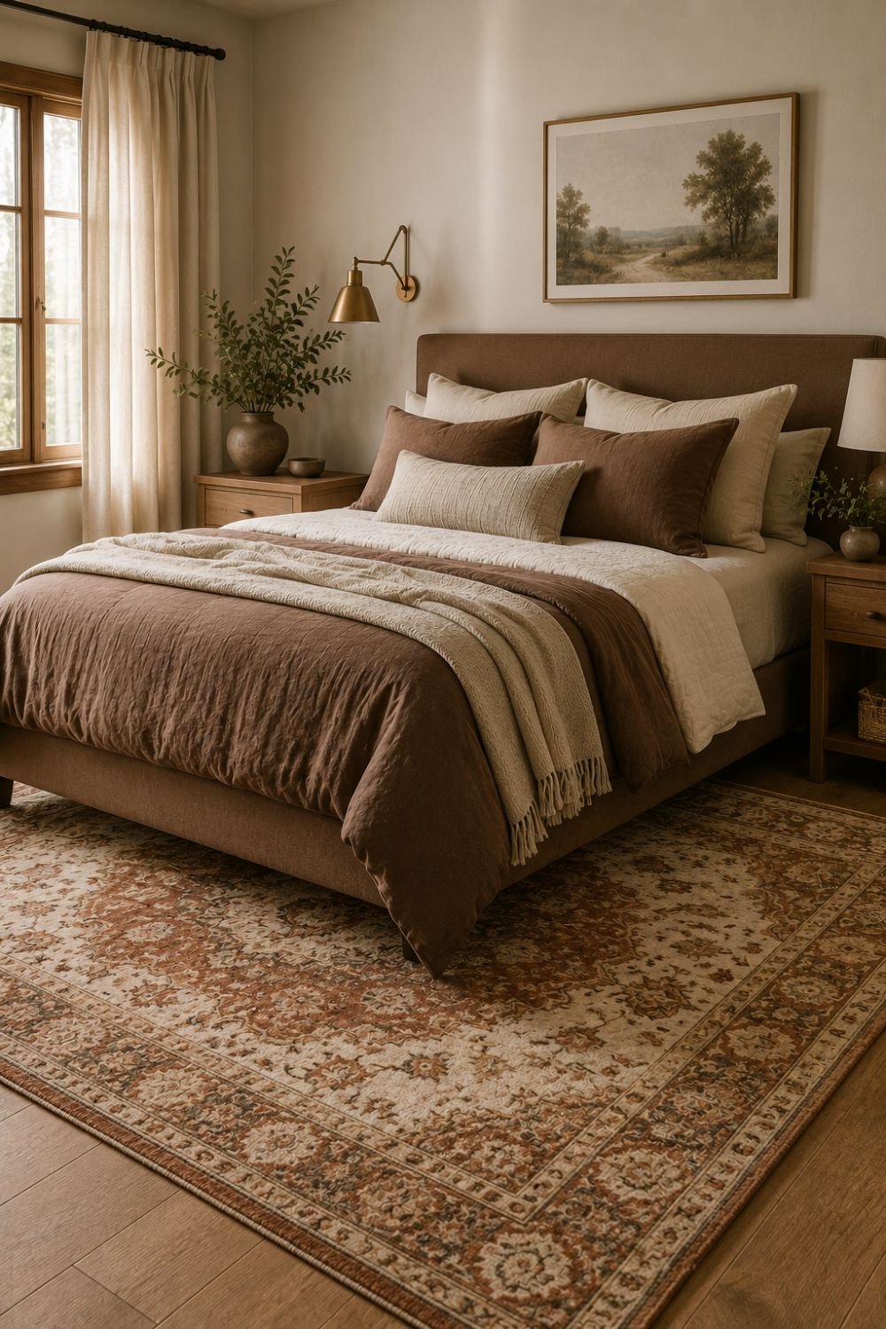 rug mocha mousse bedroom idea