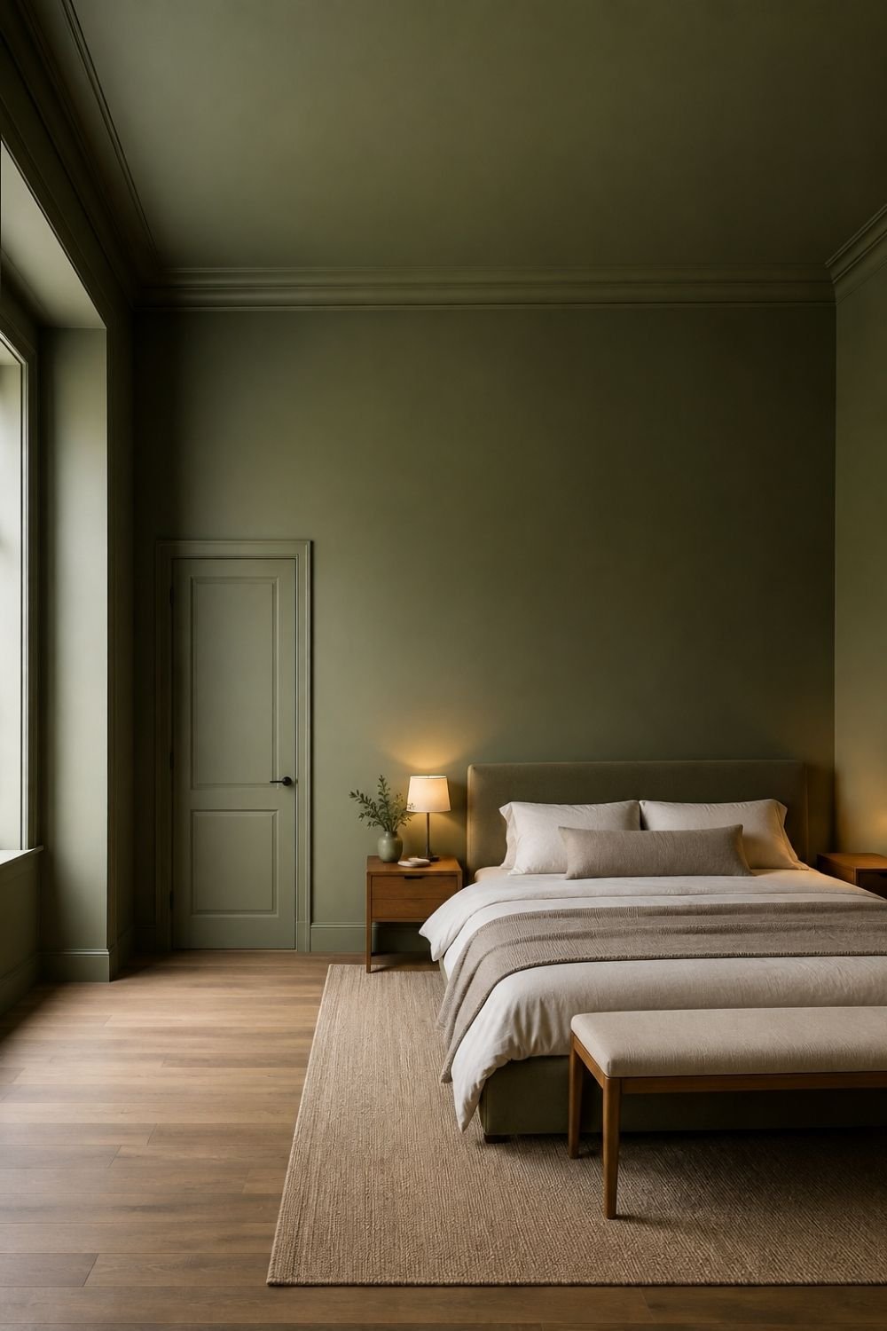 simple furniture color drenched bedroom idea