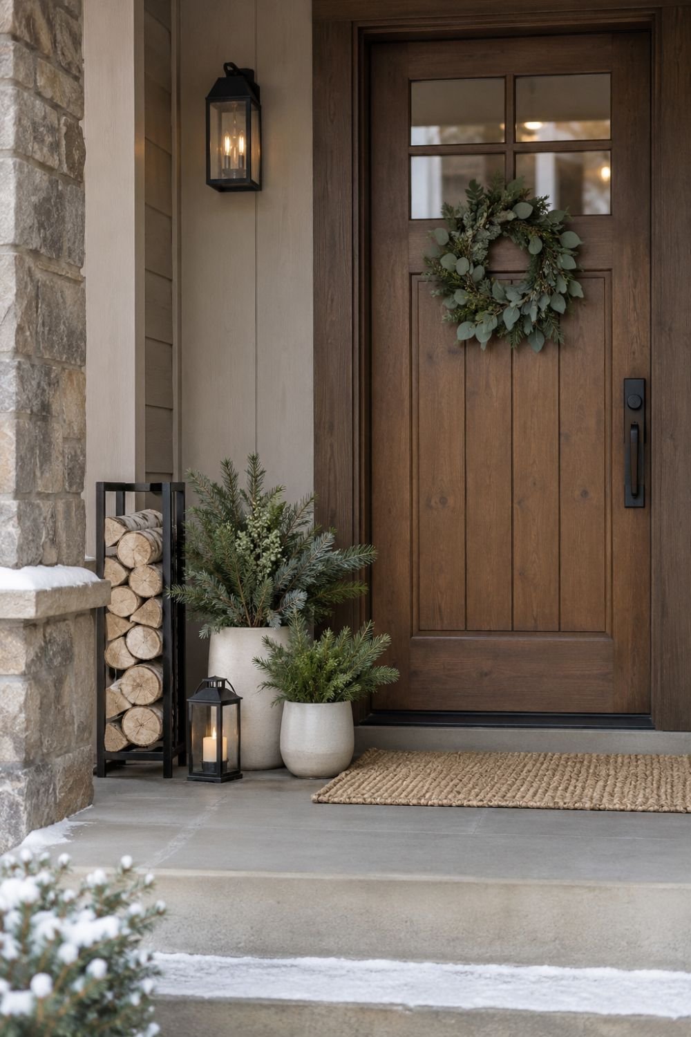 small vignette winter front porch idea