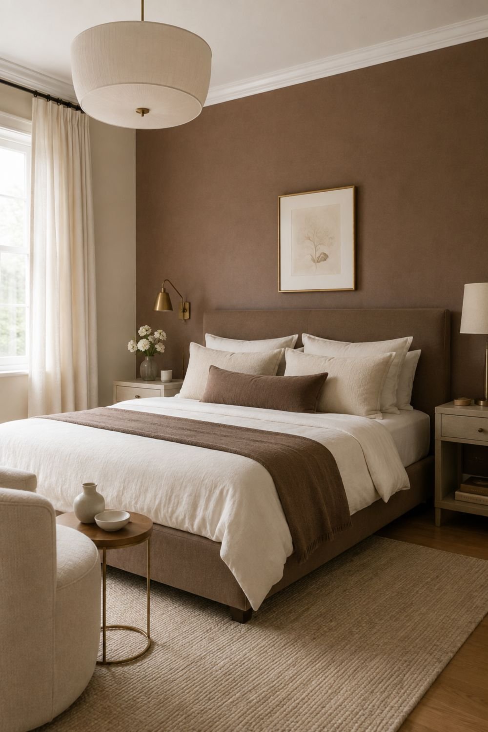 soft neutrals mocha mousse bedroom idea