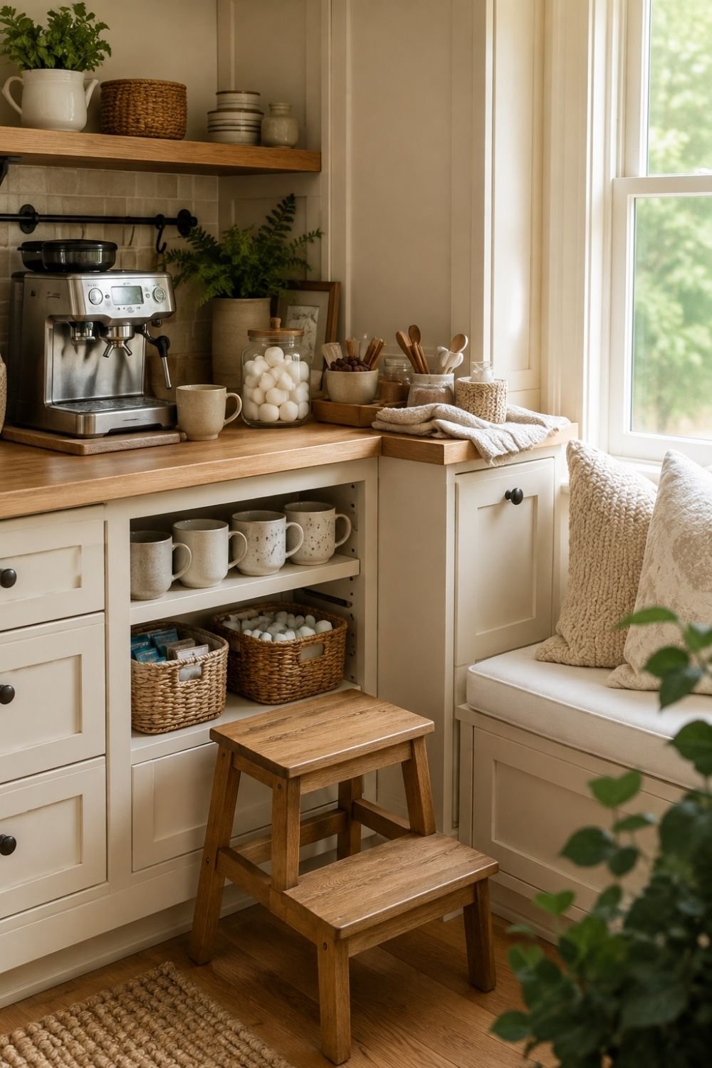 step stool coffee bar styling idea