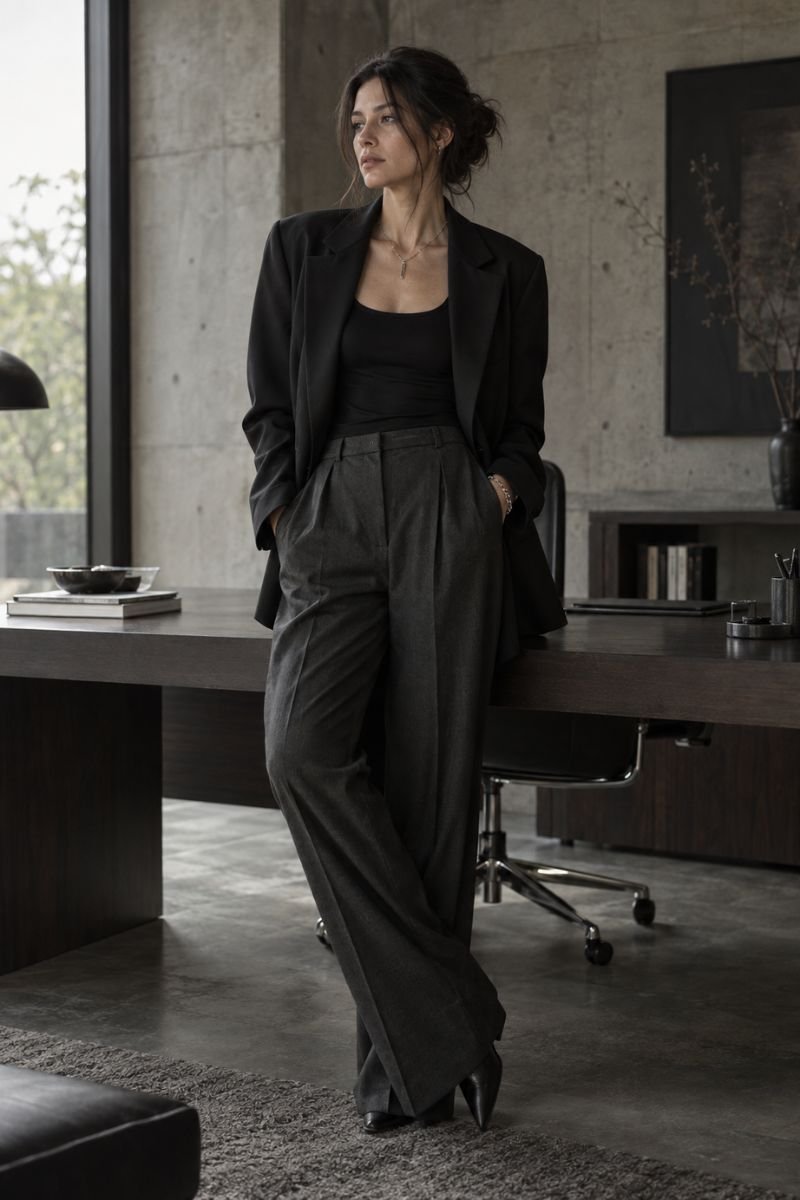 tailored blazer zen goth outfit idea