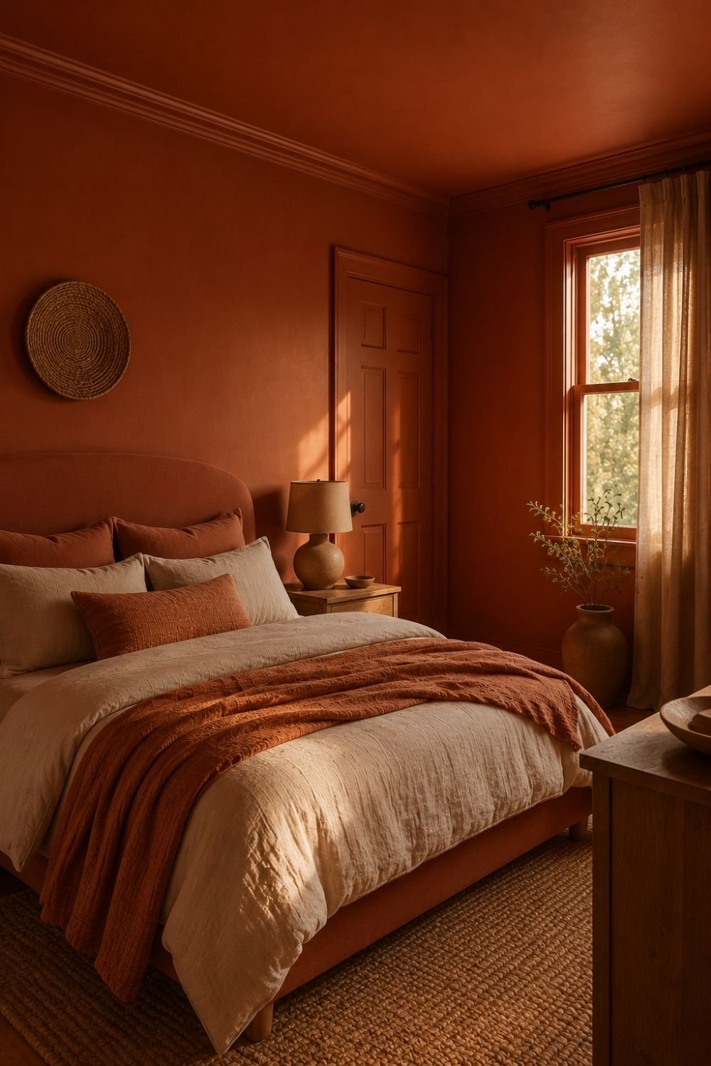 terracotta drench color drenched bedroom idea