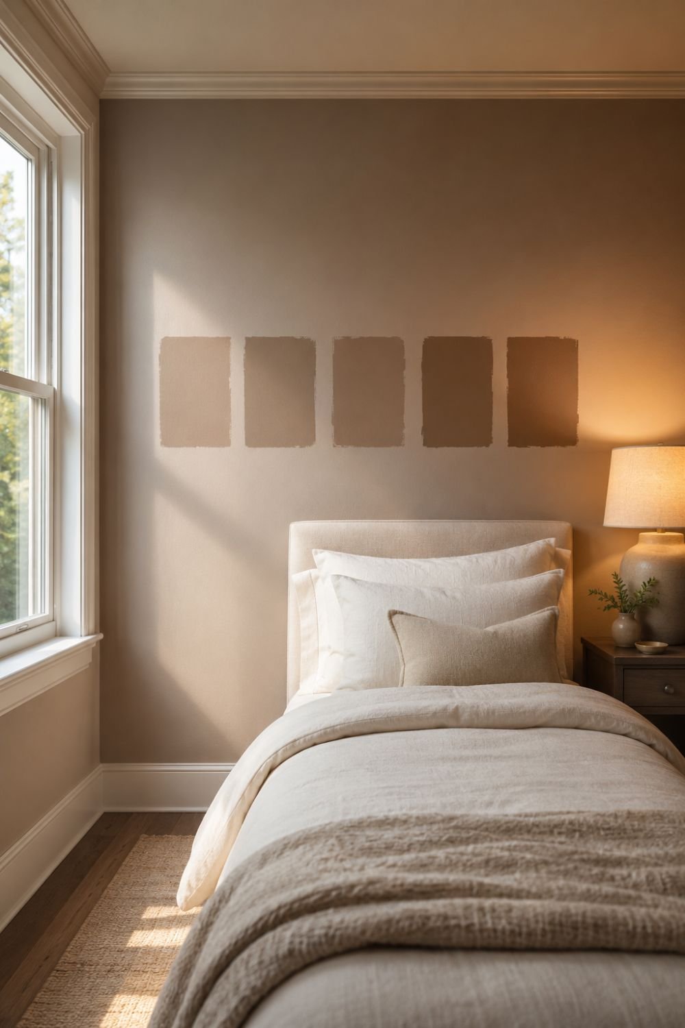testing color mocha mousse bedroom idea