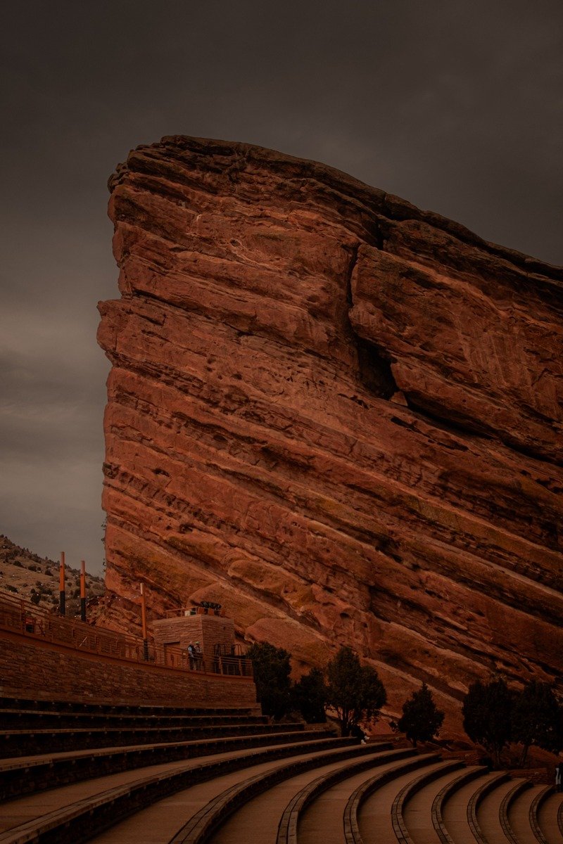 Red Rocks Amphitheatre Colorado at sunset