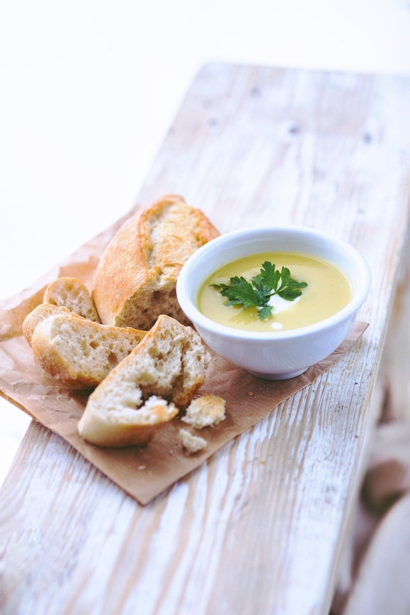 Bowl of potato and leek soup