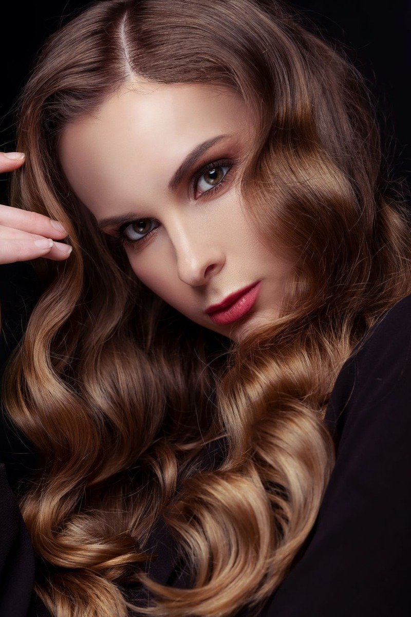 Long hair with classic mocha melt balayage, chocolate brown melting into lighter ends