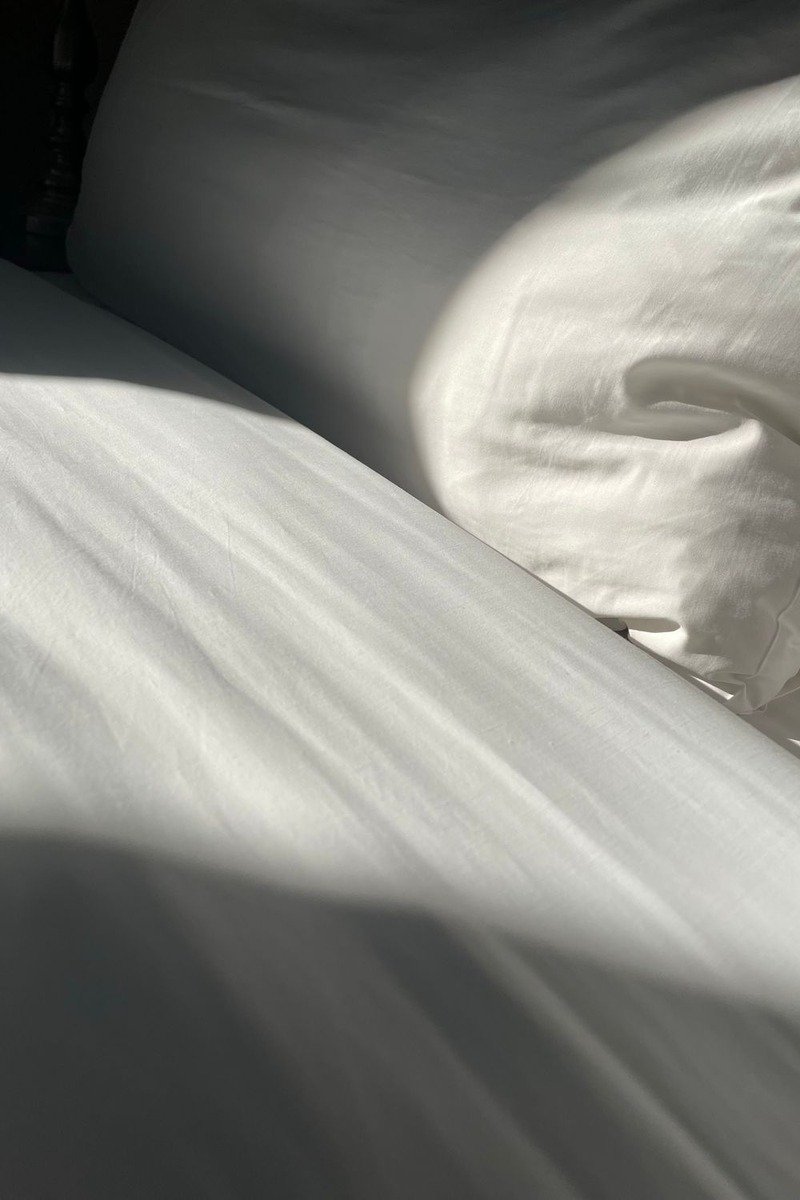 Silk pillowcase on a bed