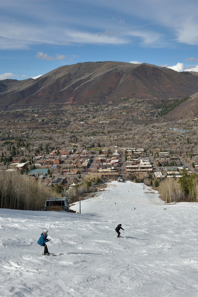 Aspen Colorado ski slopes above the town