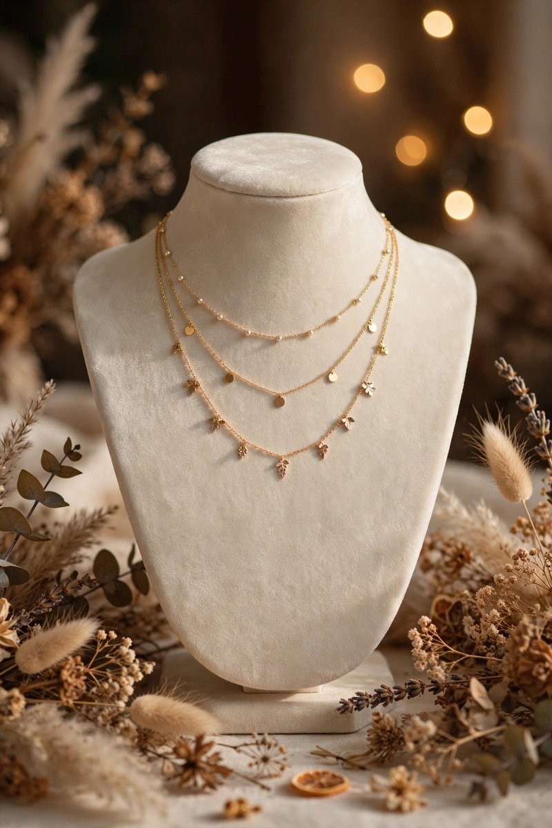 Gold layering necklace set