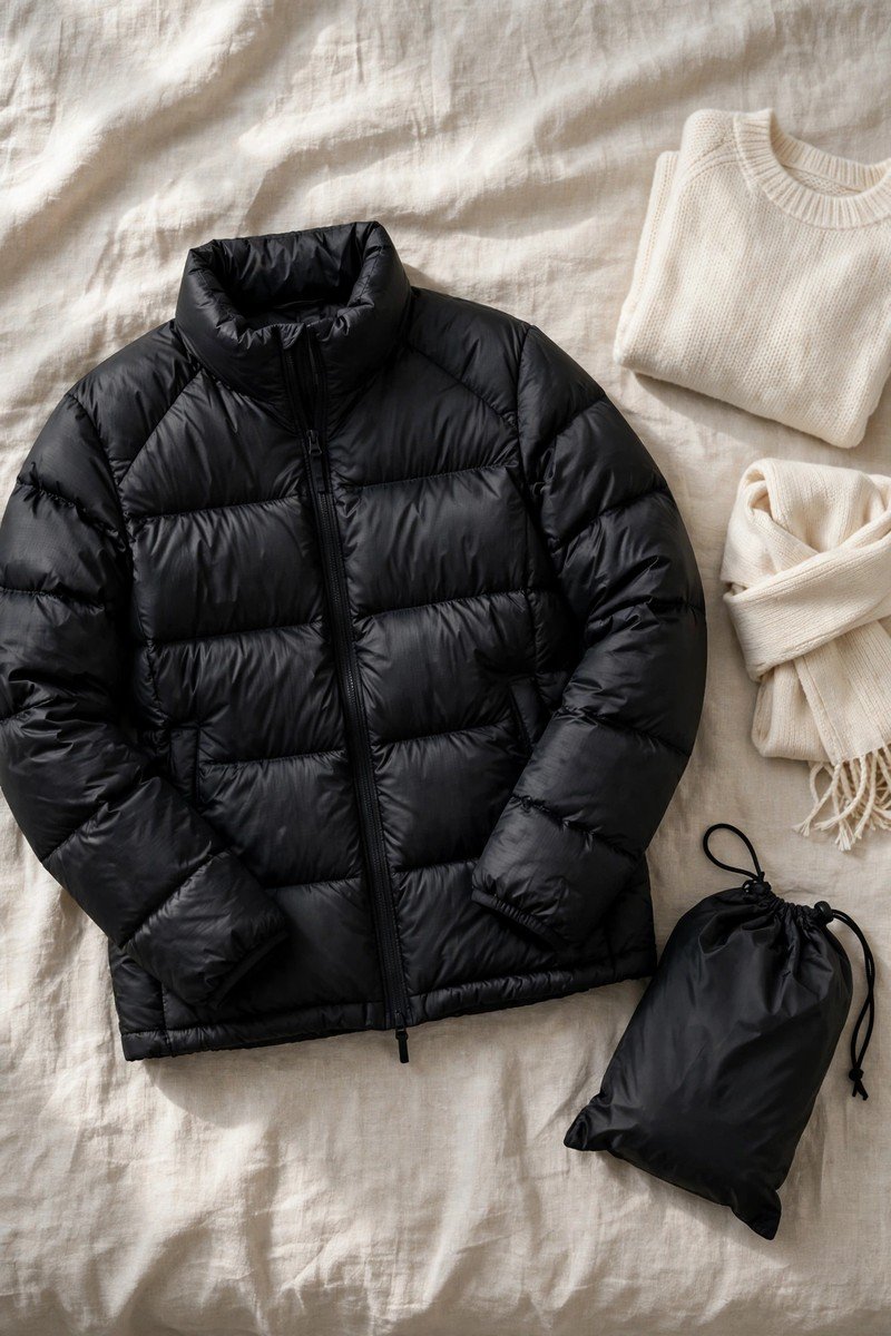 Winter capsule wardrobe idea puffer jacket