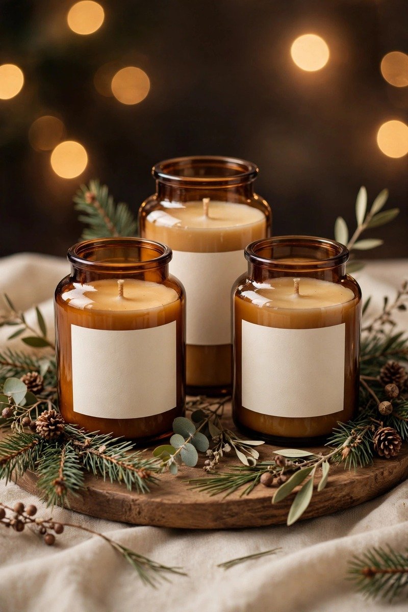 Scented candle trio, apothecary style