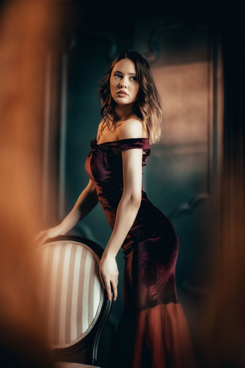Velvet dress winter date night outfit