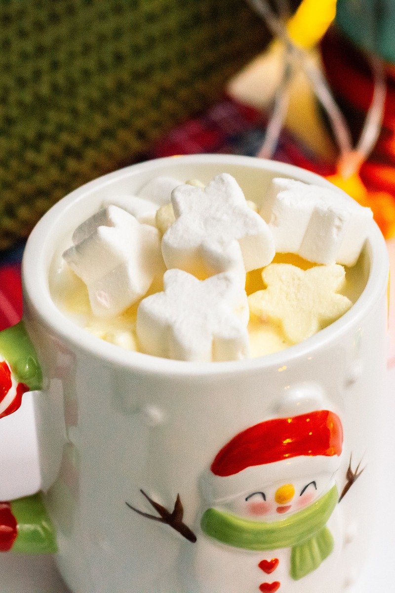 Mug of hot chocolate with star marshmallows