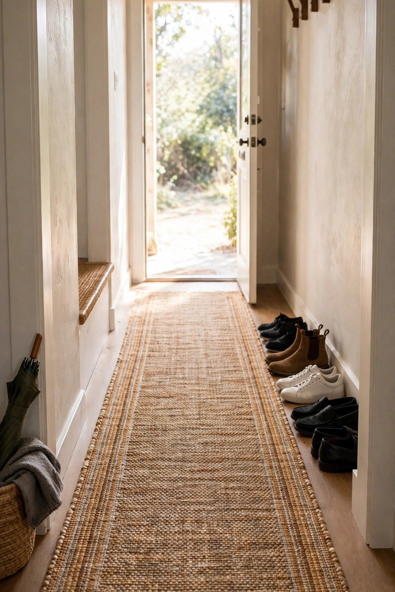 Runner rug in a small entryway